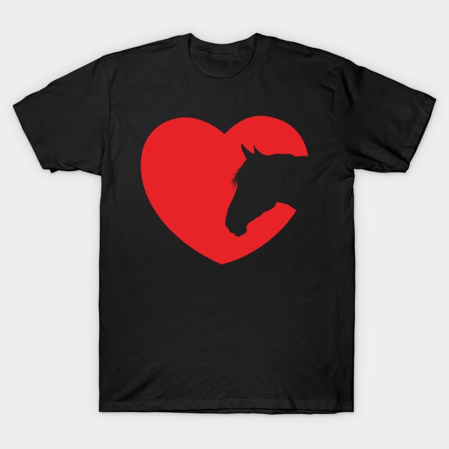 Horse Silhouette Red Heart T-Shirt by Sleazoid